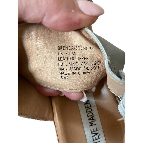 Steve Madden Brenda Light Grey Strap Cork Wedge Chunky Sandal 7.5 - Picture 8 of 9